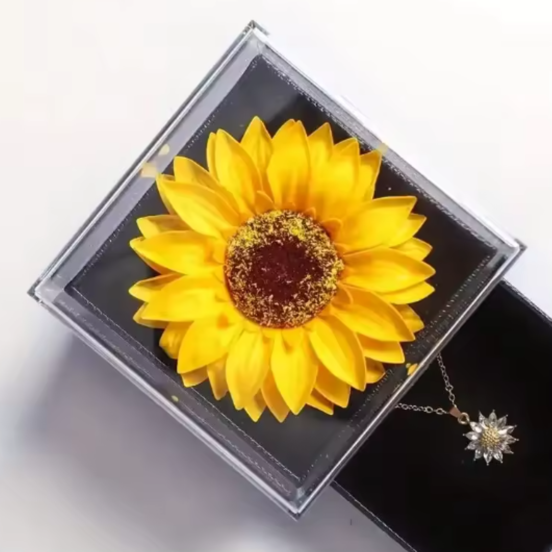 Collar de Girasol con caja Decorativa