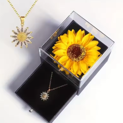 Collar de Girasol con caja Decorativa