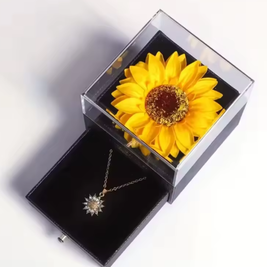 Collar de Girasol con caja Decorativa