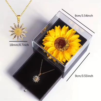 Collar de Girasol con caja Decorativa